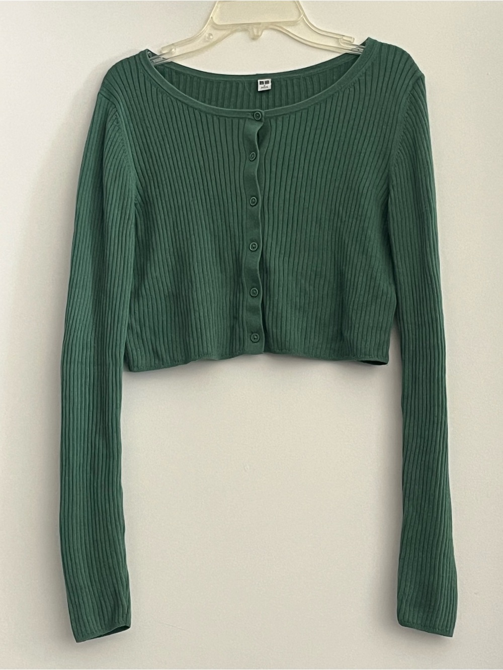 Uniqlo Ribbed Cropped Cardigan - Green